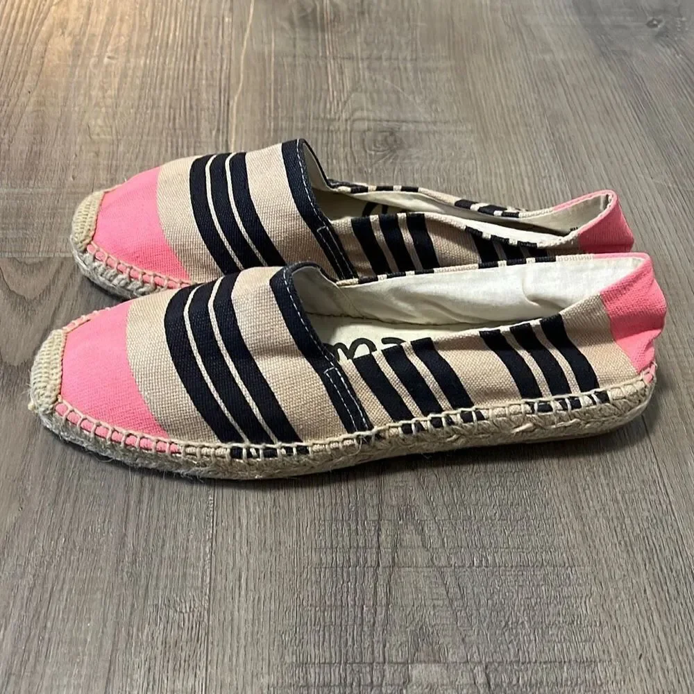 NEW Sam Edelman Women's Verona Striped Espadrille Slip-On Shoes Tan & Pink Size